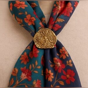 Vintage Style Rose Scarf Clip Slide Ring